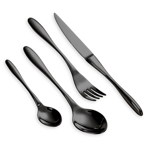 4pcs Black Stainless Steel Flatware 18/8 Cutlery Set Dinner Spoon Knife Fork Quality Luxury Gift Set