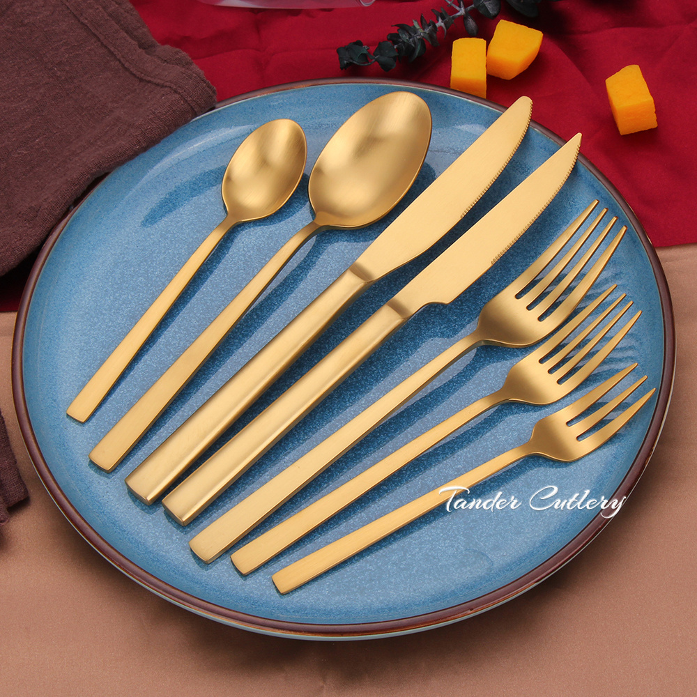 Wedding 18/10 Stainless Steel Gold Cutlery Set Flatware, Golden Cutlery, Matte Gold Cutlery