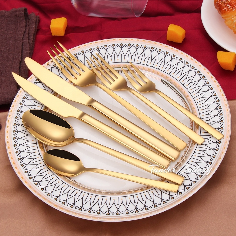 Wedding 18/10 Stainless Steel Gold Cutlery Set Flatware, Golden Cutlery, Matte Gold Cutlery