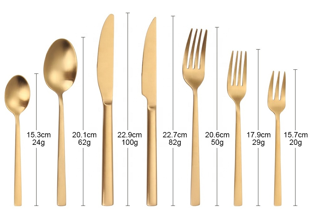 Wedding 18/10 Stainless Steel Gold Cutlery Set Flatware, Golden Cutlery, Matte Gold Cutlery