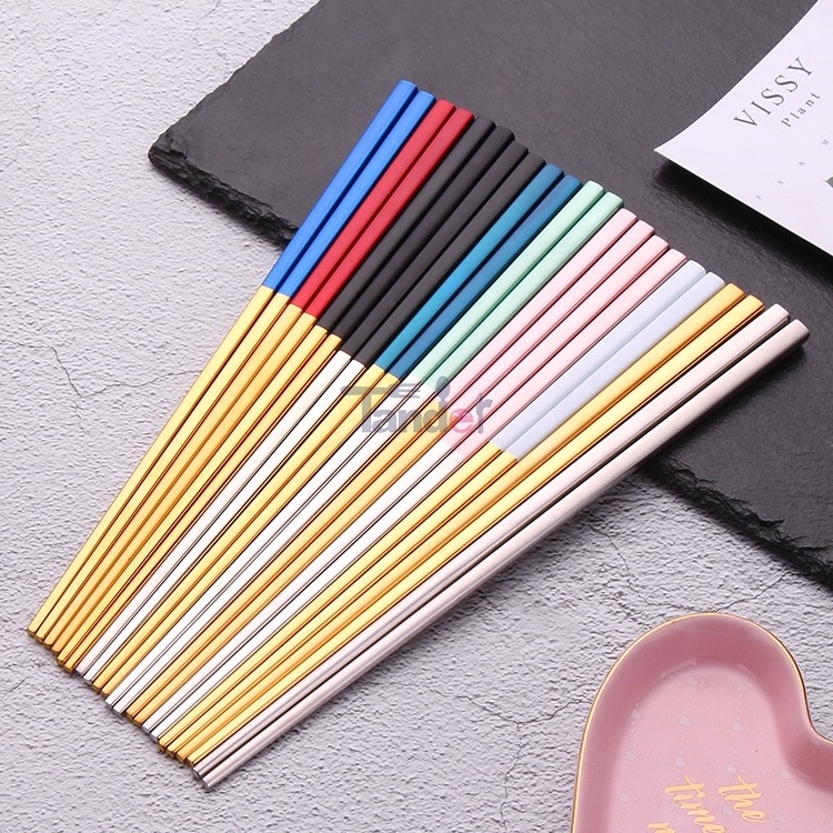 Stainless Steel  Chopsticks With Multi-color 5PCS 10PCS Gift box Hollow High Quality 304 Chopsticks Set