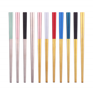 Stainless Steel  Chopsticks With Multi-color 5PCS 10PCS Gift box Hollow High Quality 304 Chopsticks Set