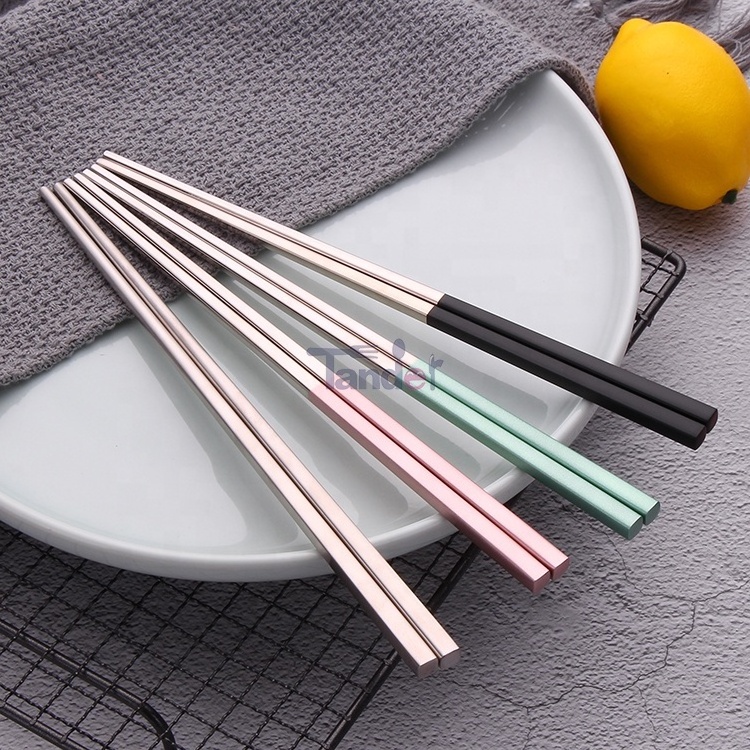 Stainless Steel  Chopsticks With Multi-color 5PCS 10PCS Gift box Hollow High Quality 304 Chopsticks Set