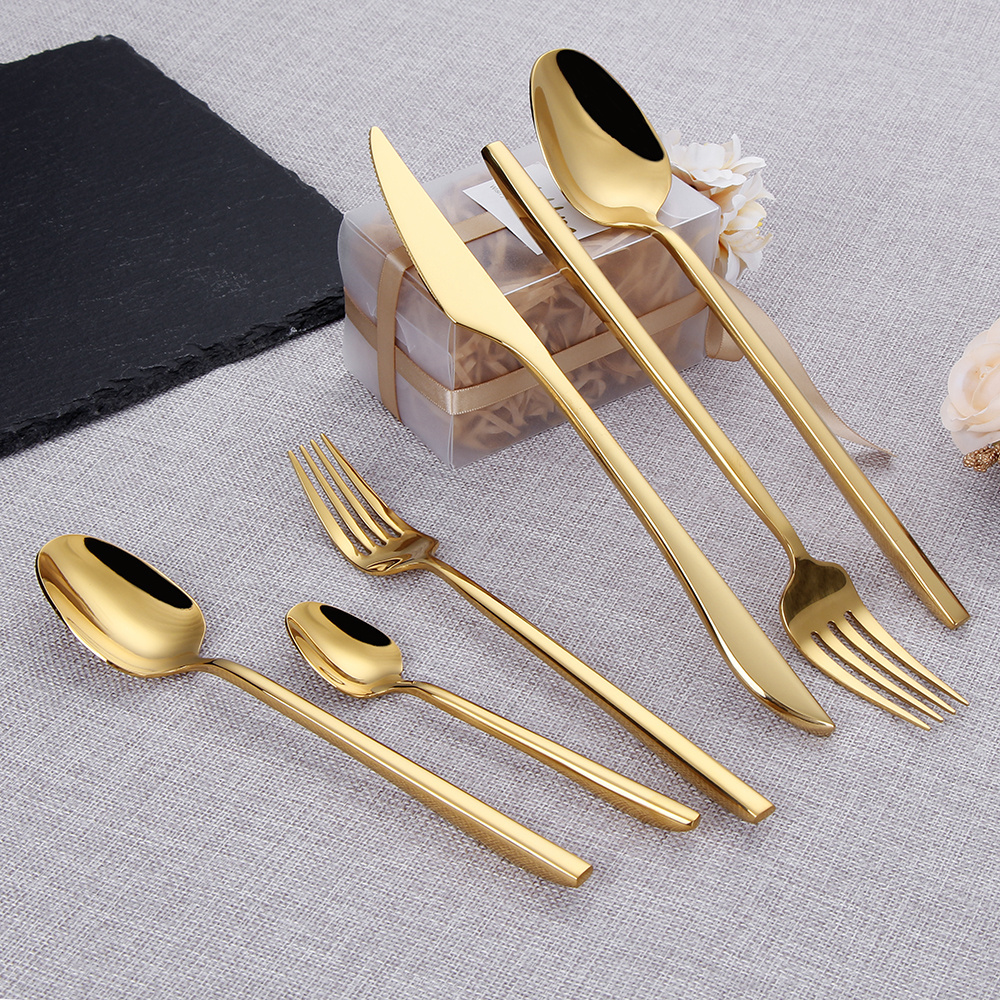 cutlery sets luxury high quality stainless steel 18-10 heavy weight forged flatware sets knife fork and spoon set for restaurant