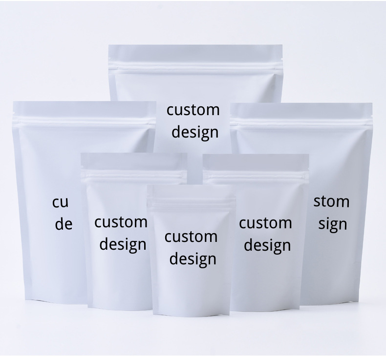 Custom Logo Printed Matte Plastic Resealable Ziplock Stand Up Pouch Mylar Packaging Bags