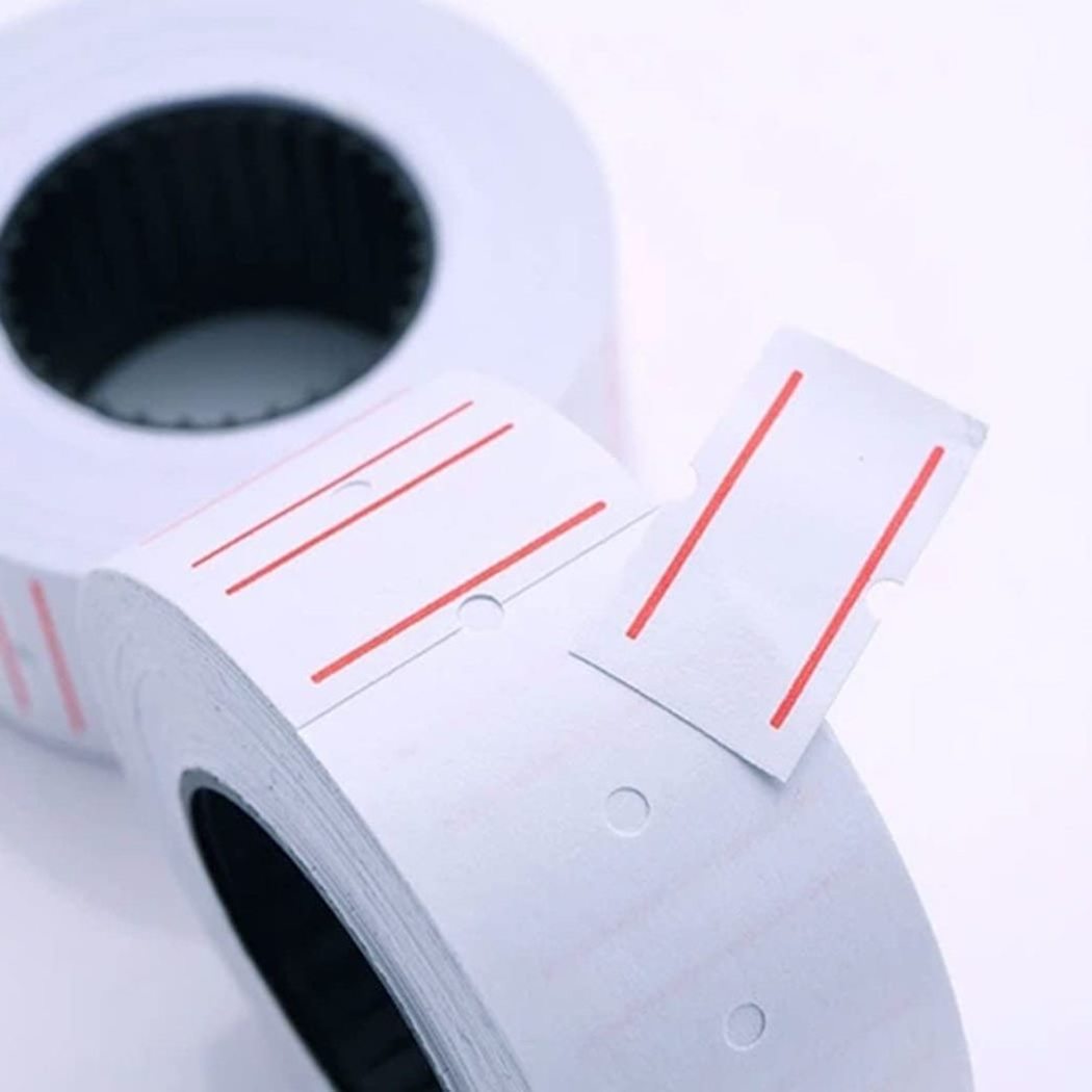 China Manufacture Cost Competitive Super Sticky White Red Line Price Tag Label for Price Gun Free Customization