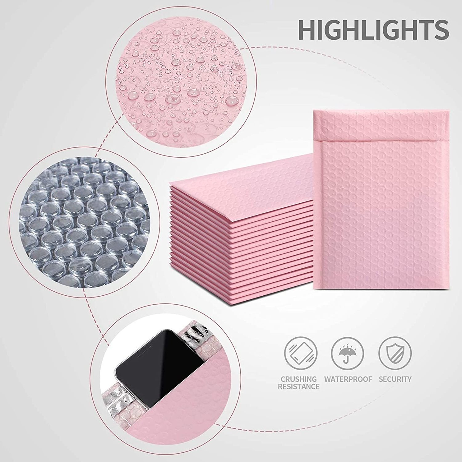 Pink Matte Poly Bubble Mailers 6x10 Padded Envelopes Self Seal Shipping Envelopes Padded Packaging for Small Business