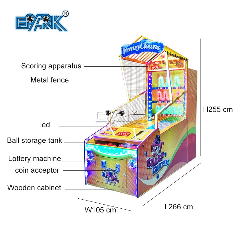 Indoor Lottery Amusement Coin Operated Frenzy Clowns Redemption Game Machine For Sale