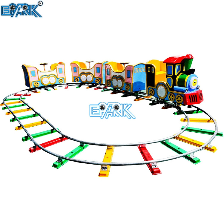 Amusement Park Rides Kids Electric Amusement Train With 7 Seats Mini Track Train Ride