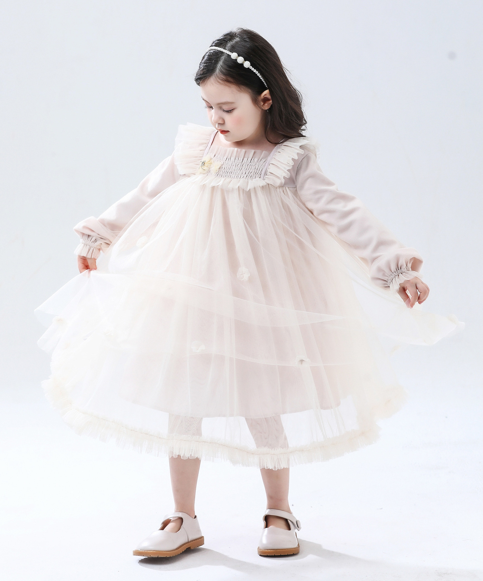 2023 Summer Long Sleeve Tulle Baby Girl Princess Dress Children Birthday Party Wedding Dress Princess tutu Party Girl Dress