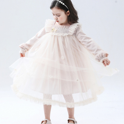 2023 Summer Long Sleeve Tulle Baby Girl Princess Dress Children Birthday Party Wedding Dress Princess tutu Party Girl Dress