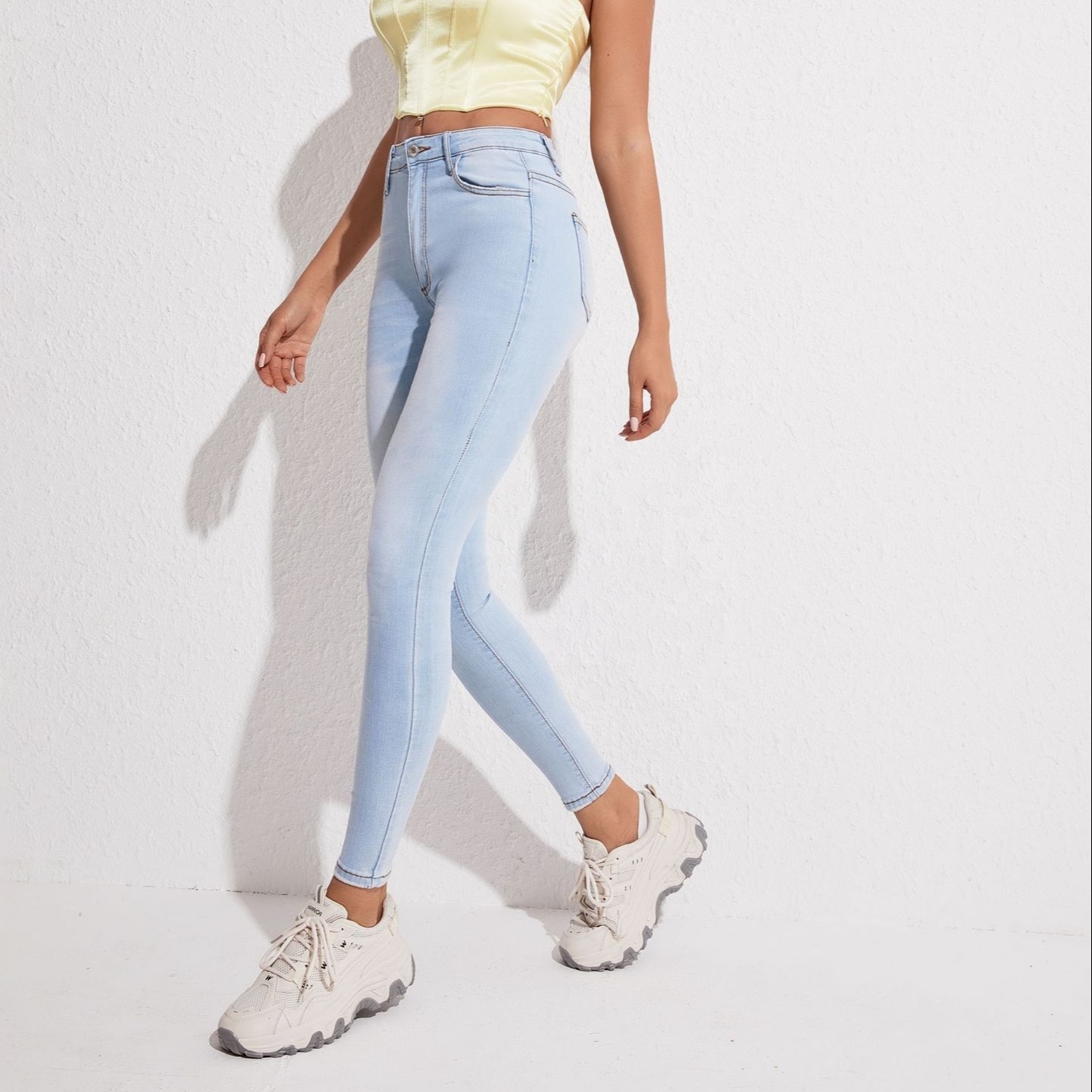 WJ244 ODM OEM jeans women high-waist women's clothing skinny jeans women's pencil jeans pants custom