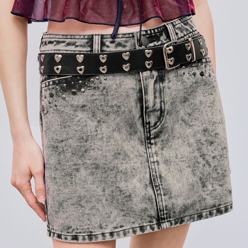 WS174 custom denim mini skirt women rivet jean skirts for ladies straight denim skirt