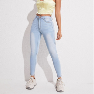 WJ244 ODM OEM jeans women high-waist women's clothing skinny jeans women's pencil jeans pants custom