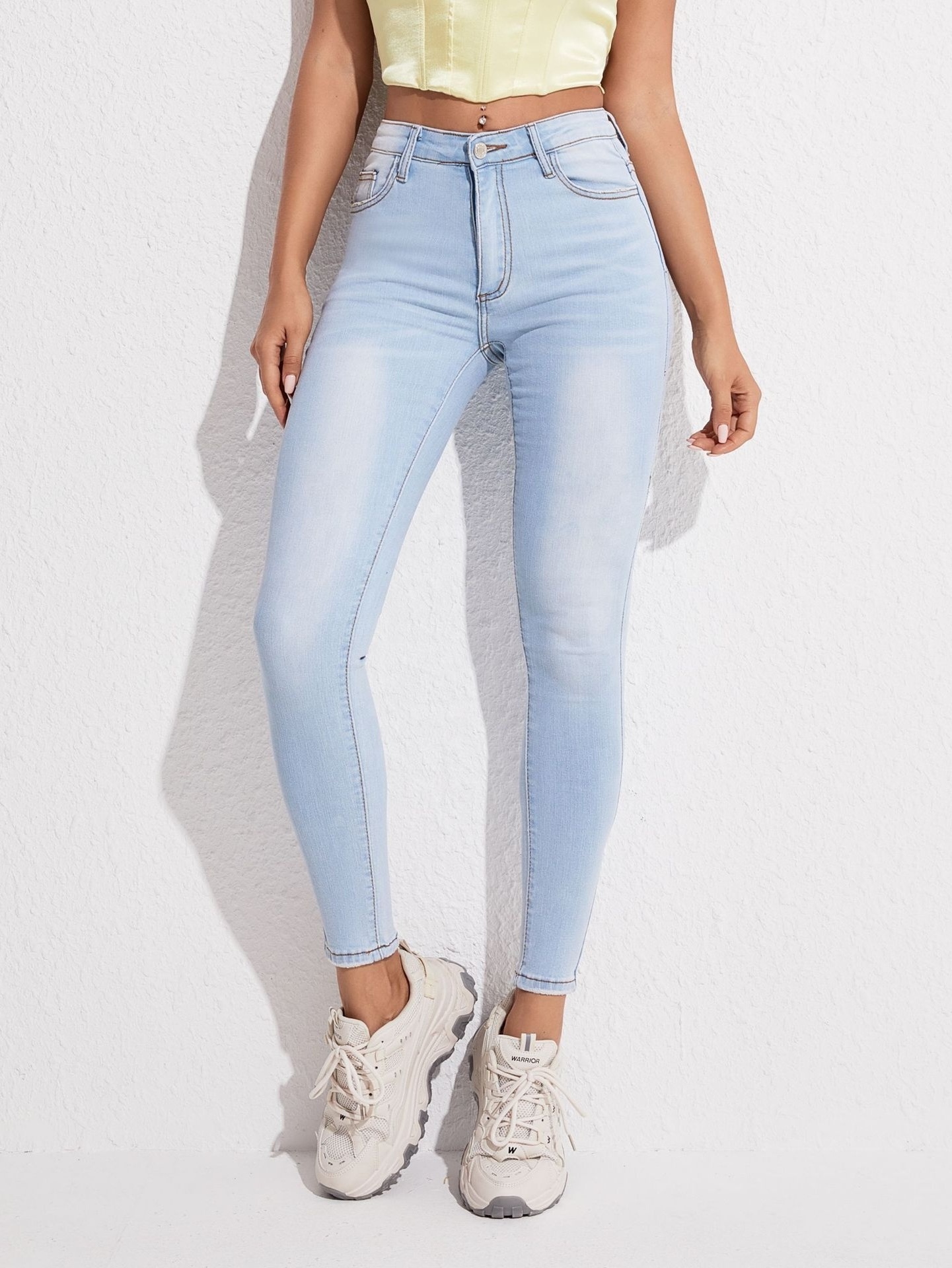 WJ244 ODM OEM jeans women high-waist women's clothing skinny jeans women's pencil jeans pants custom