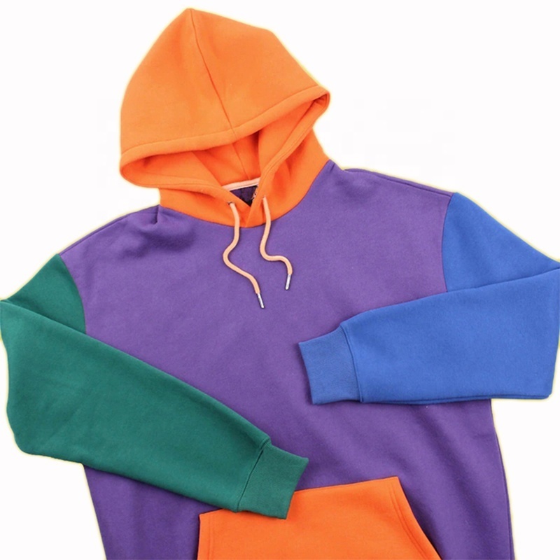 Custom color blocking hoodie split color cut and sew hoodie multi color block hoodies unisex high quality anti-shrink