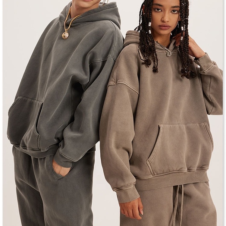 High quality sweatsuits unisex sets custom logos heavyweight vintage french terry sweatsuits tracksuits set hoodie and pants