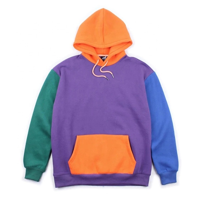 Custom color blocking hoodie split color cut and sew hoodie multi color block hoodies unisex high quality anti-shrink