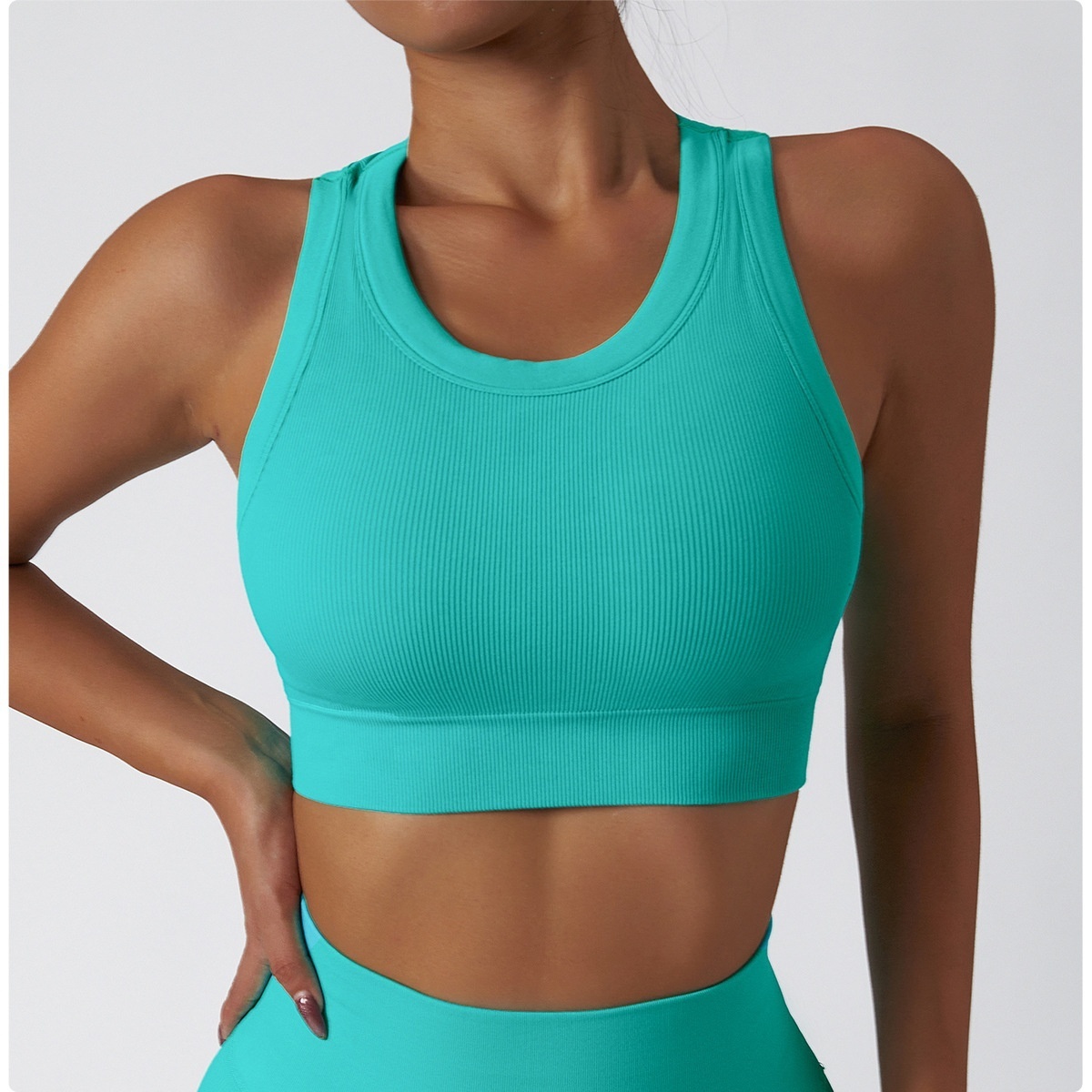 Yoga Wear Supplier Women Sports Vest Colorful Fitted Seamless Crop Knit Top Vest Rib Knitted Women Sportswear