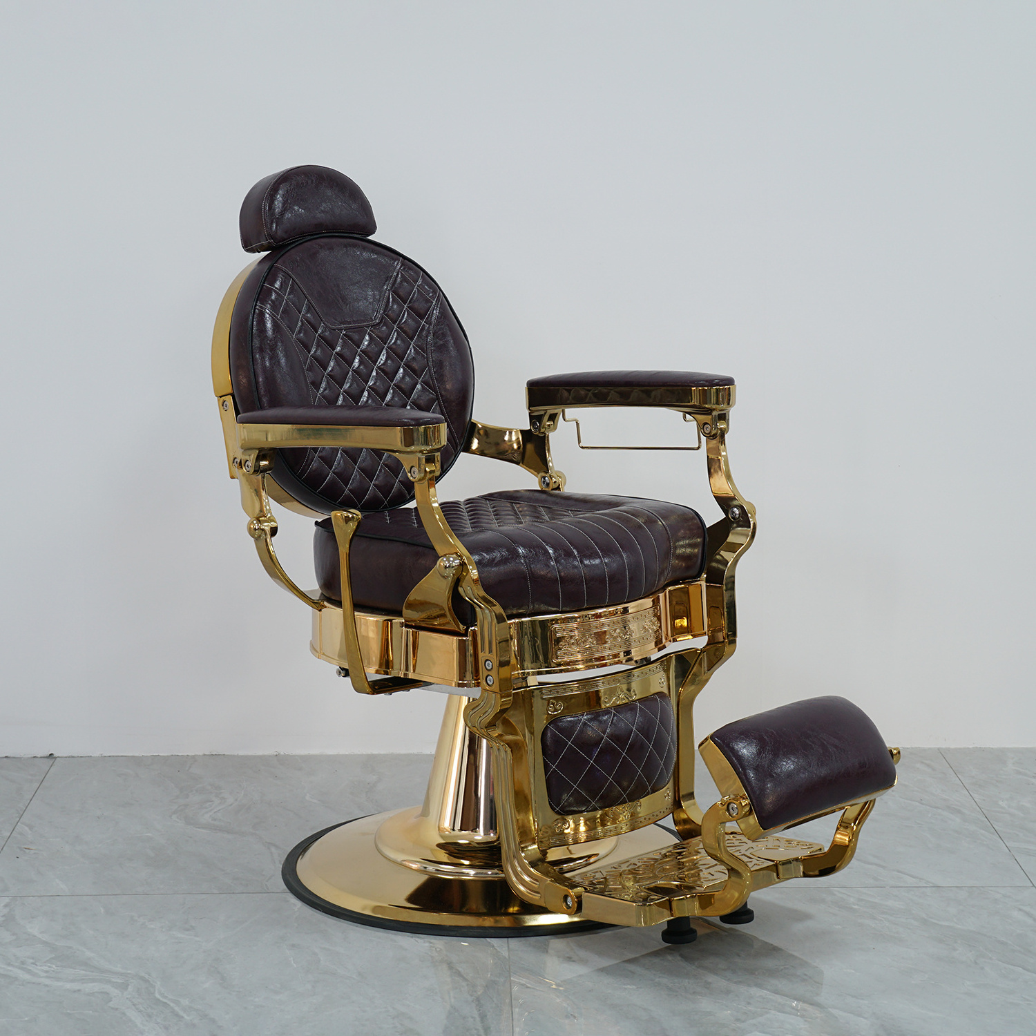 Classic Portable barber hair salon hairdressing chairs custom professional antique luxury gold vintage barber chair For man