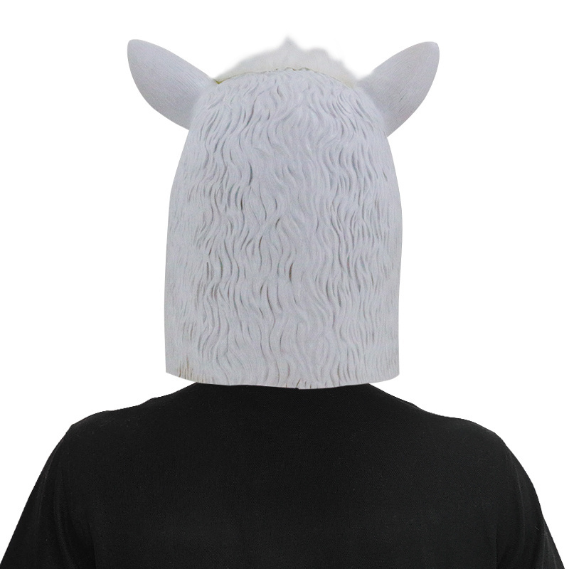 Halloween Party Mask Hooded Mud Horse Alpaca Mask Animal Props Horse Head Alpaca Goat Latex Masks