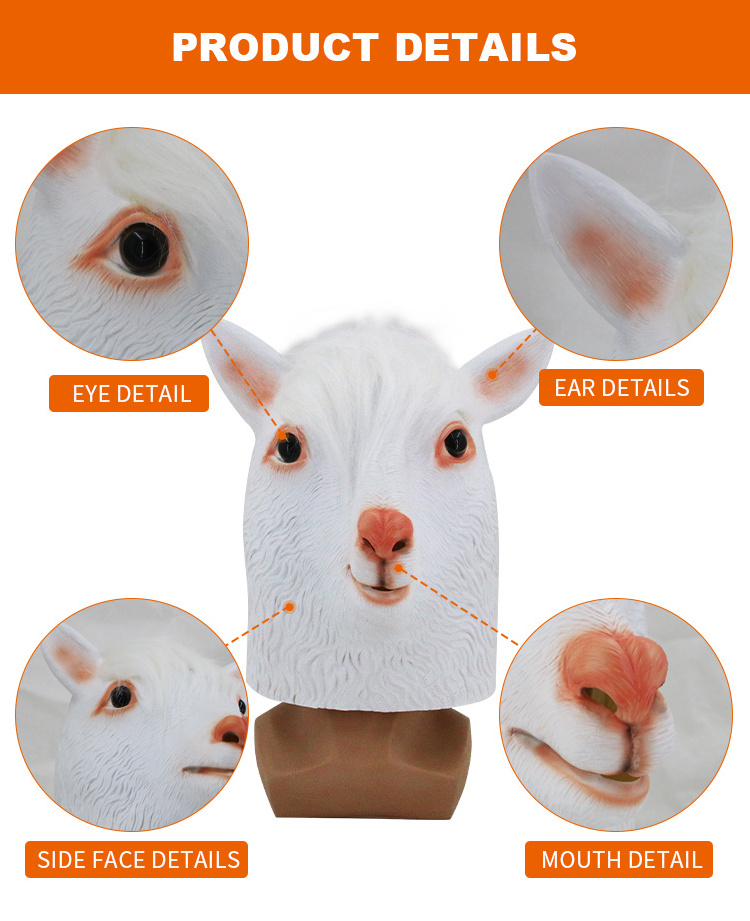 Alpaca Head Mask Latex Cute White Llama Masks Halloween Costume Party Novelty Antelope llama Animal Mask