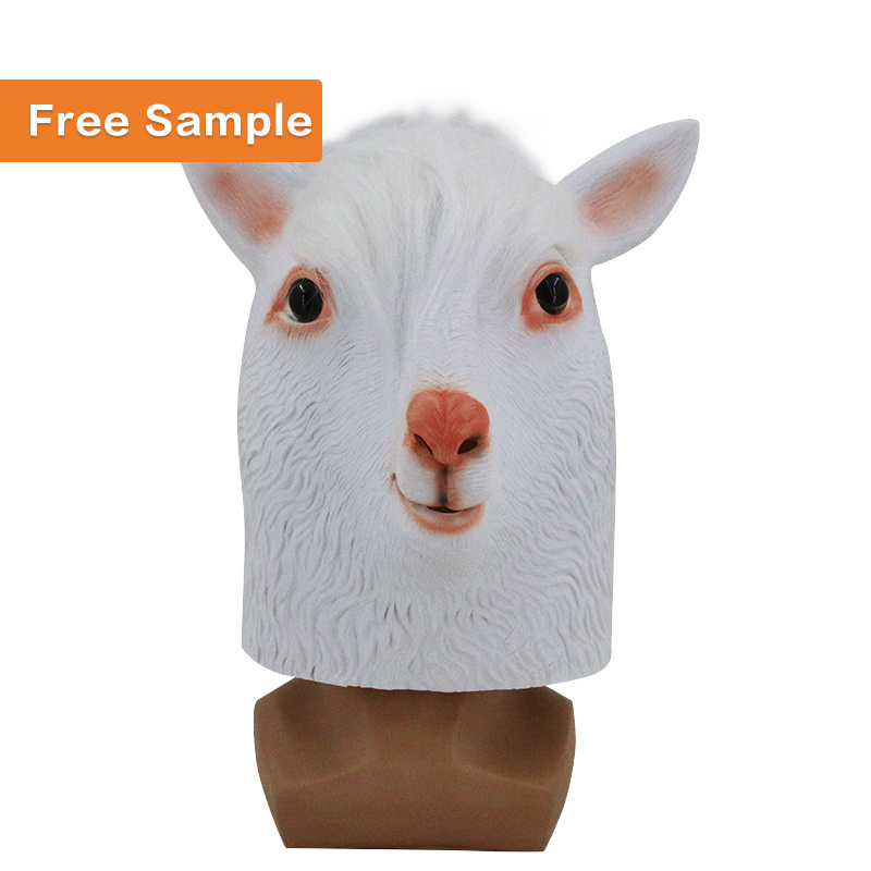 Alpaca Head Mask Latex Cute White Llama Masks Halloween Costume Party Novelty Antelope llama Animal Mask