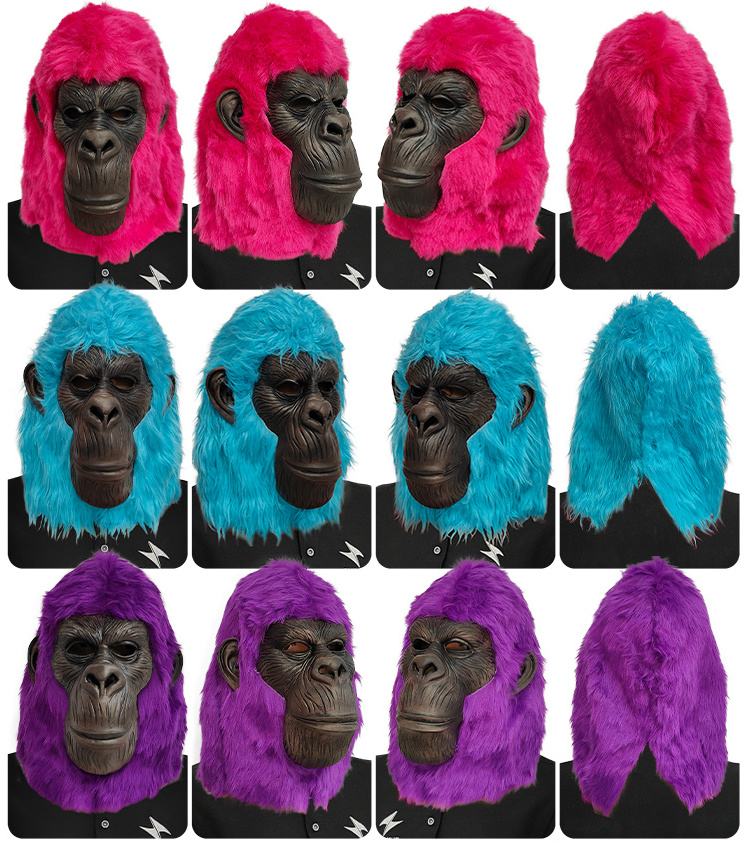 Hot Selling Realistic Gorilla Latex Head Mask Halloween Scary Mask Cosplay & Monkey Mascot for Carnival Party Masks