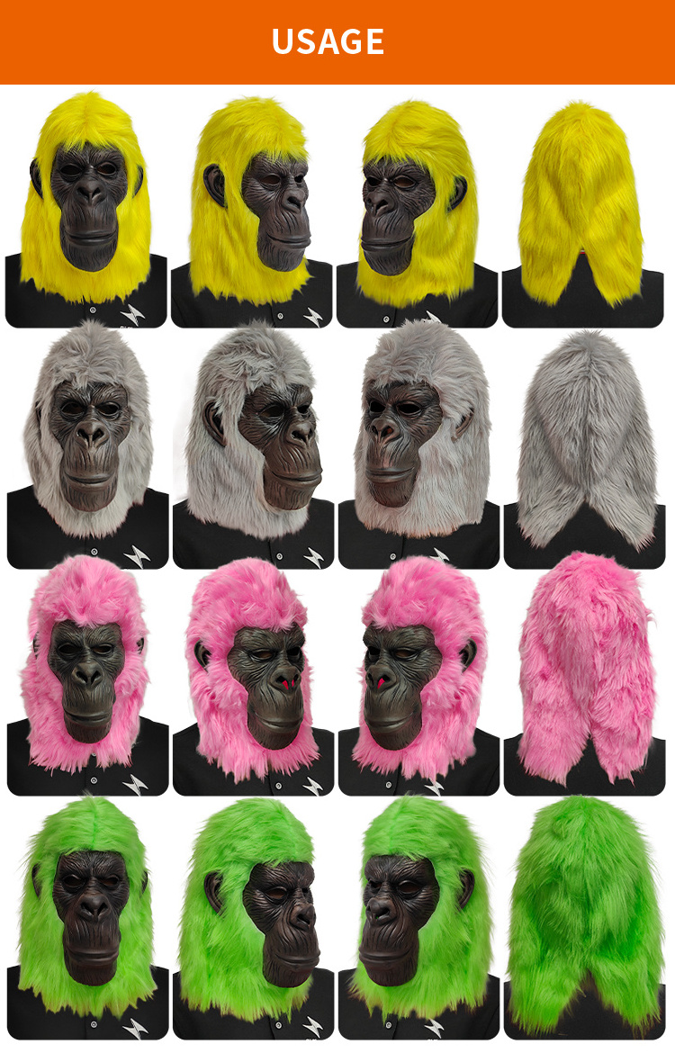 Custom Logo Halloween Party Masks printed Gorilla Mask Cosplay Costume For Events realistic Gorilla Mask