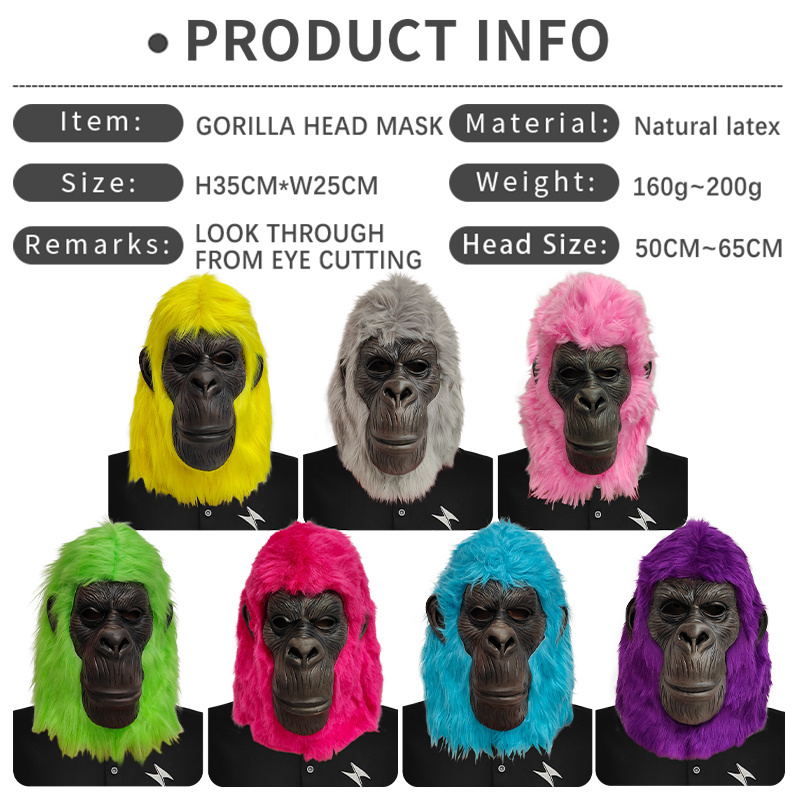 Hot Selling Realistic Gorilla Latex Head Mask Halloween Scary Mask Cosplay & Monkey Mascot for Carnival Party Masks