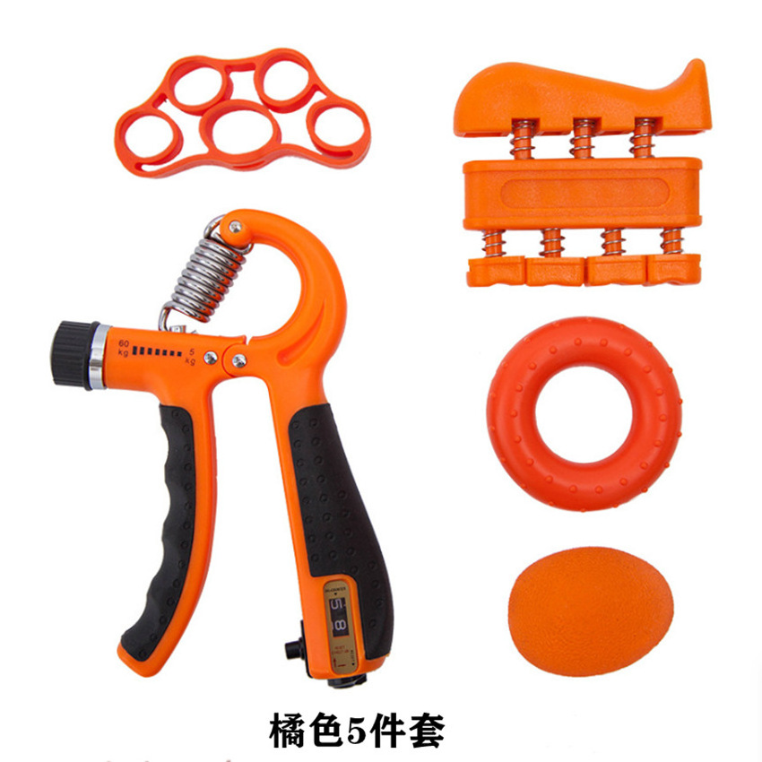 Hand Grip Strengthener Workout Kit 5 Pack Trainer Counting Hand Grip Ball Five Finger Fitness Set Silicone Ring