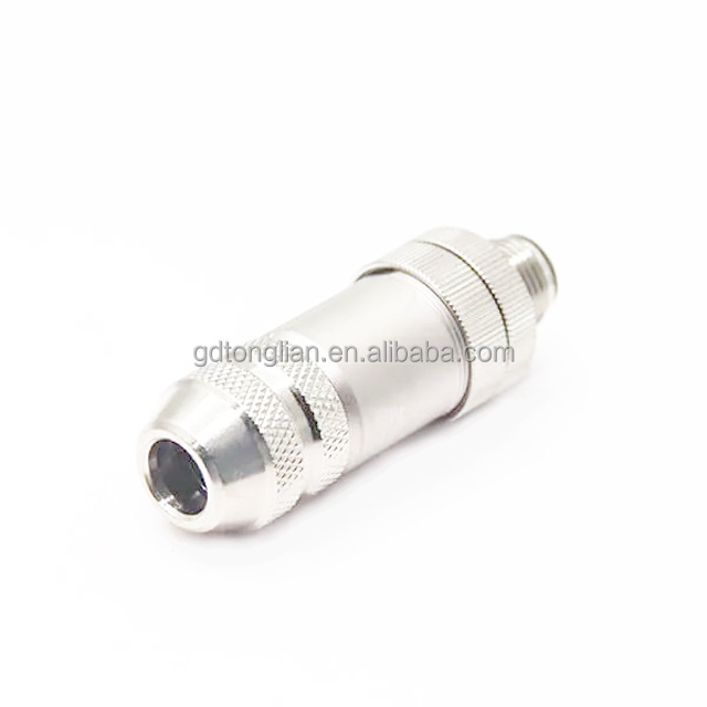 Chinese Factory IP68 M Aviation M12 straight  metal plug Screw Connection fieldwire PG7 PG9 M12 female Connector