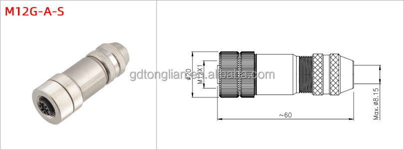 Chinese Factory IP68 M Aviation M12 straight  metal plug Screw Connection fieldwire PG7 PG9 M12 female Connector