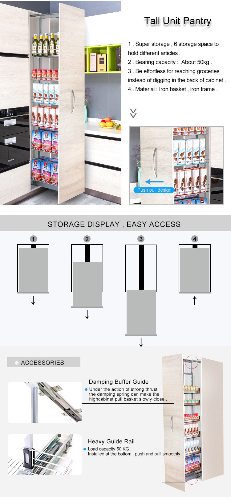 TOPCENT Pull Out Unit Pantry Cabinet Spray Unit tall storage cabinet kitchen pantry cupboard tall larder unit pantry organizer