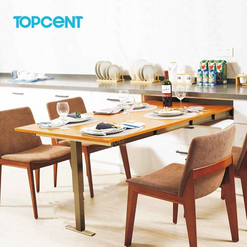 TOPCENT Folding Table Slide Mechanism Aluminum Telescopic Slide Extender Mechanism For Dining Table Folding Table Slide Rail