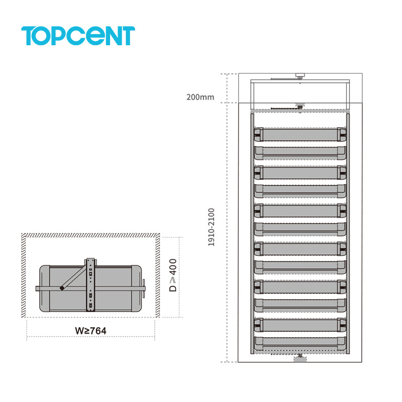 Topcent New Arrival wardrobe build in shoes rack 360 degree rotating shoes rack multi-ties shoes collection