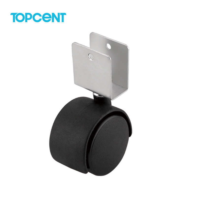 TOPCENT 1.5inches plastic office chair casters / cabinet wheels with locking