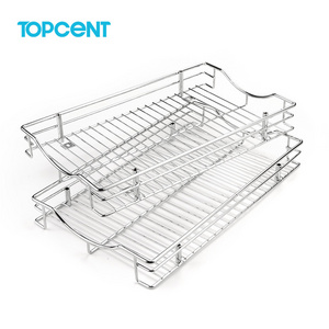 TOPCENT New Arrival Undermount Wire Basket Slide And Kitchen Cabinet Organizers Pull Out Basket For Wire Basket Drawer