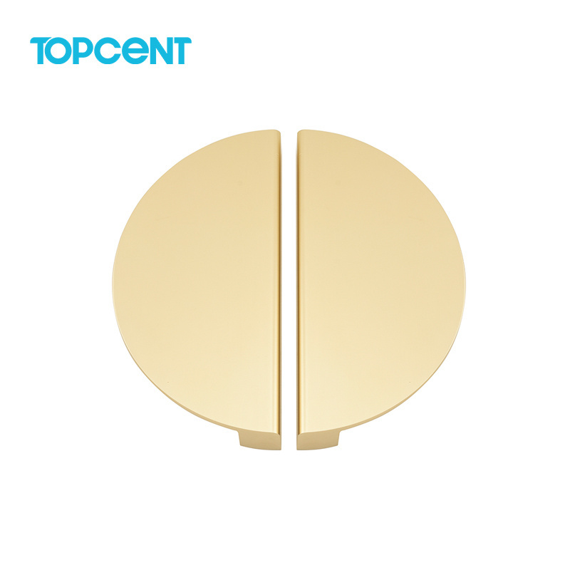 TOPCENT New Half Moon Round Brass Gold Handle Black Wardrobe Kitchen Cabinet Handles And Gold Handles For Furniture Cabinet