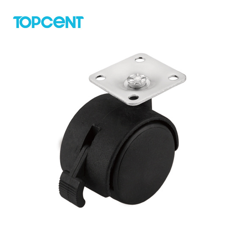 TOPCENT 1.5inches plastic office chair casters / cabinet wheels with locking