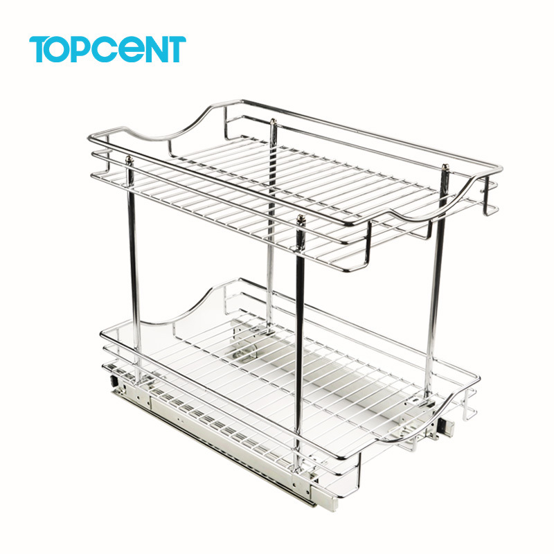 TOPCENT New Arrival Undermount Wire Basket Slide And Kitchen Cabinet Organizers Pull Out Basket For Wire Basket Drawer