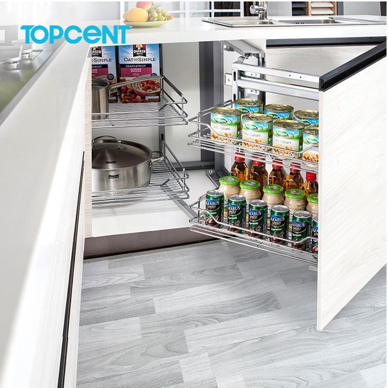 TOPCENT Magic Corner Kitchen Basket Kitchen cabinet magic corner storage basket