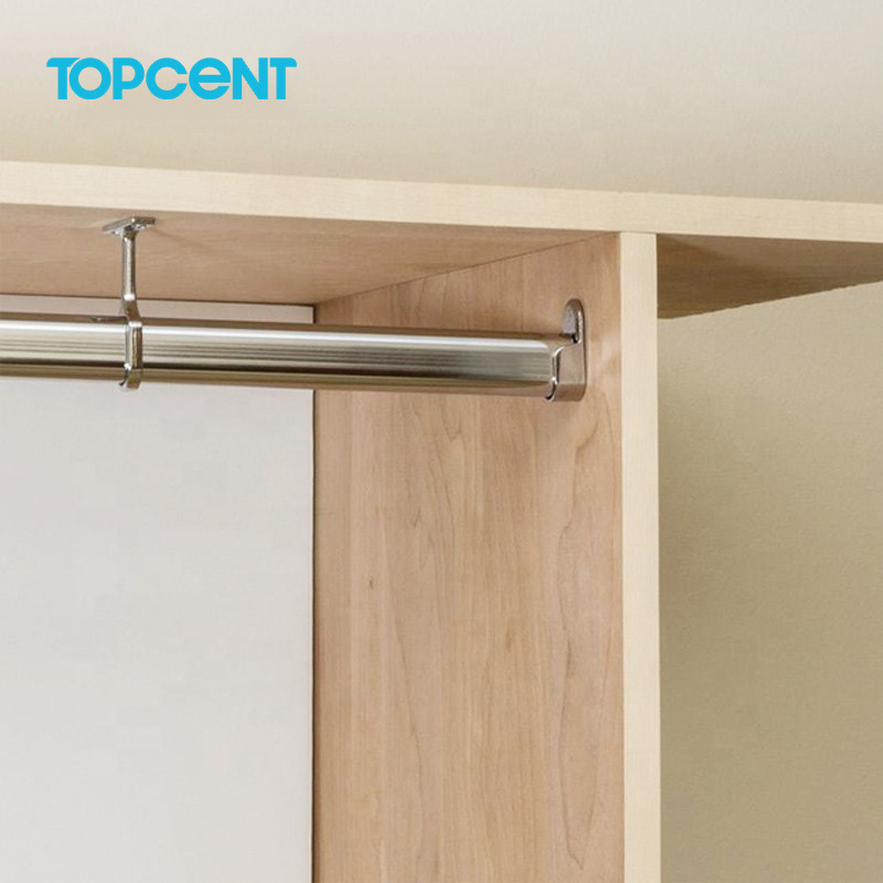 TOPCENT closet rod connector closet rod center support oval profile steel tube wardrobe oval pipe