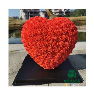 zhen xin qi crafts Heart-shape PE Foam Rose Flowers Valentine's Day Gift Romantic Ring Box