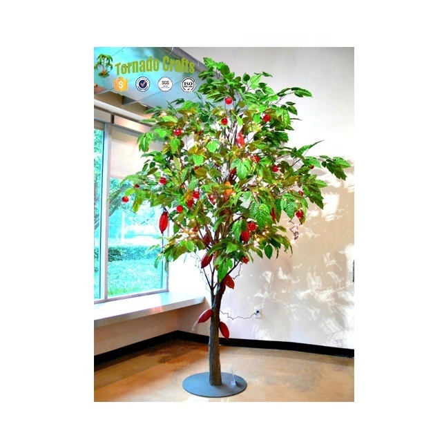 Artificial Cocoa Fruit Trees Bonsai Green Tree for Decoration