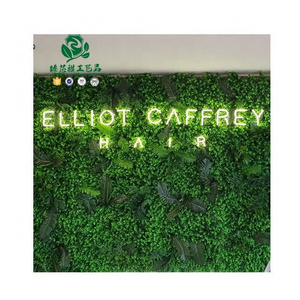 Customized  artificial green plant Background wall neon light sign indoor and outdoor decoration