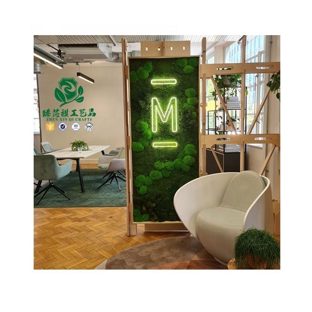 Customized  artificial green plant Background wall neon light sign indoor and outdoor decoration