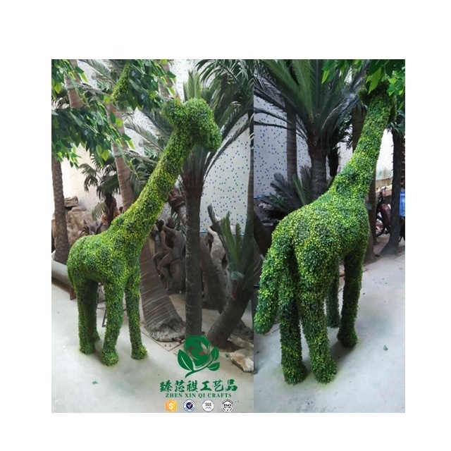 Green Grass Wire Topiary Frame Artificial Boxwood Elephant Panda Animal Metal Frames For Garden Decoration