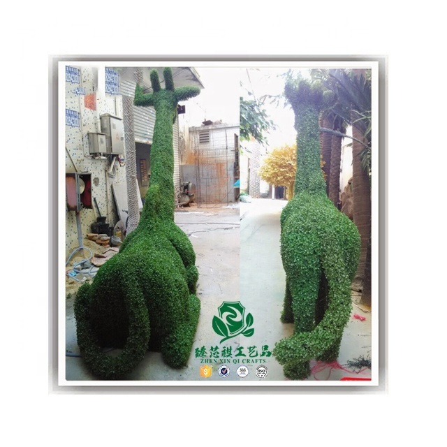 Green Grass Wire Topiary Frame Artificial Boxwood Elephant Panda Animal Metal Frames For Garden Decoration