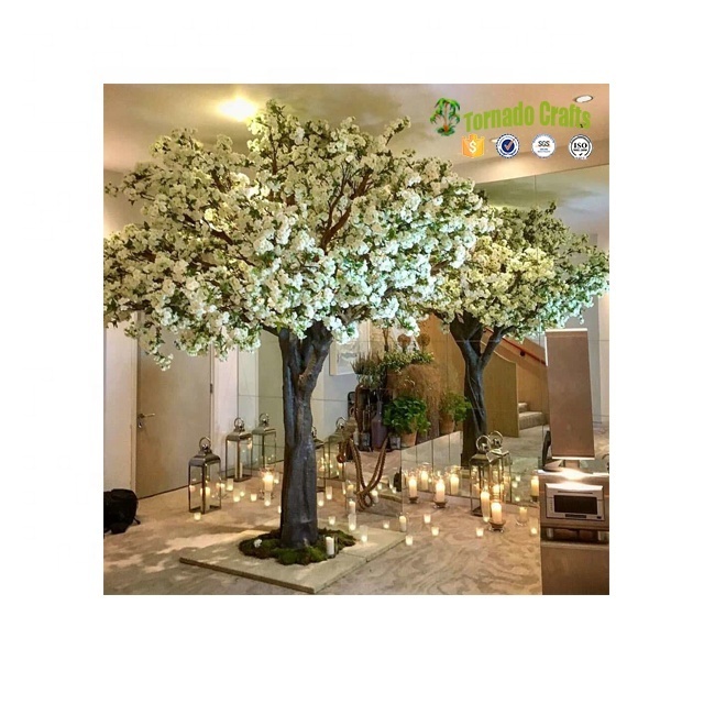 China  Pure White Blossom Artificial Cherry Blossom Tree Centerpiece